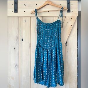 Free People Smocked Mini Dress Pine
